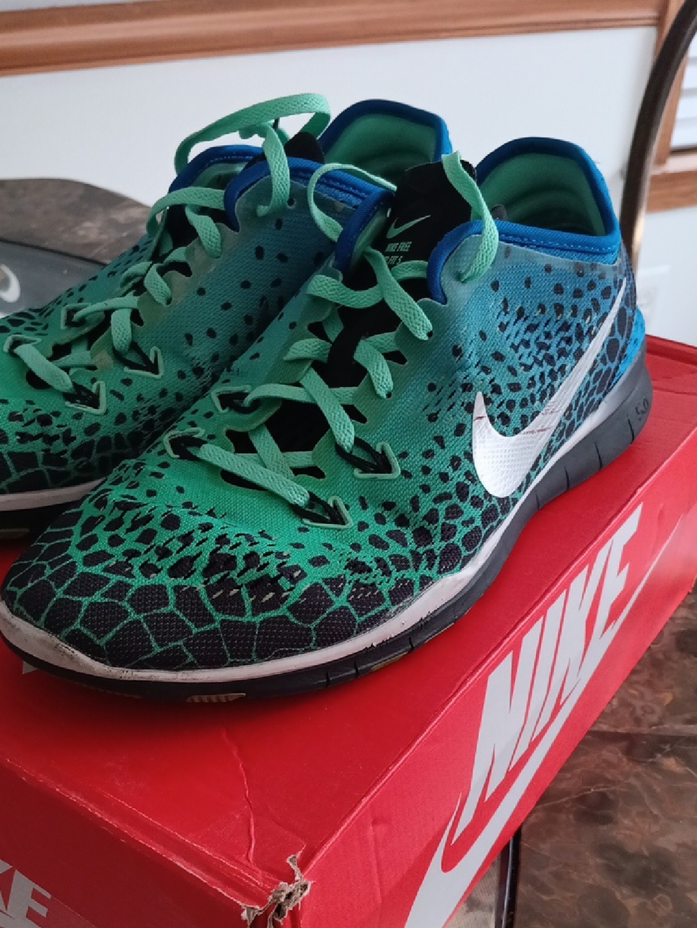 Nike Green Teal Leopard-Print Training Shoes